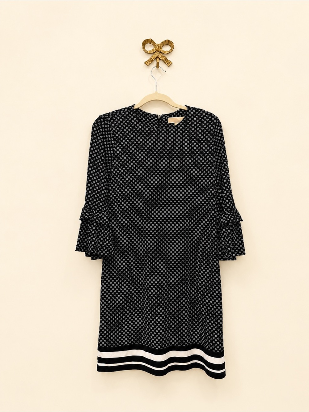 MICHAEL Michael Kors Black and White Polka Dot Ruffle-Sleeve Dress